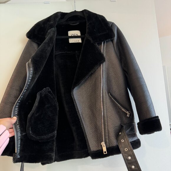 Zara Double-Faced Black Leather jacket - Picture 5 of 7
